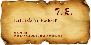 Tallián Rudolf névjegykártya